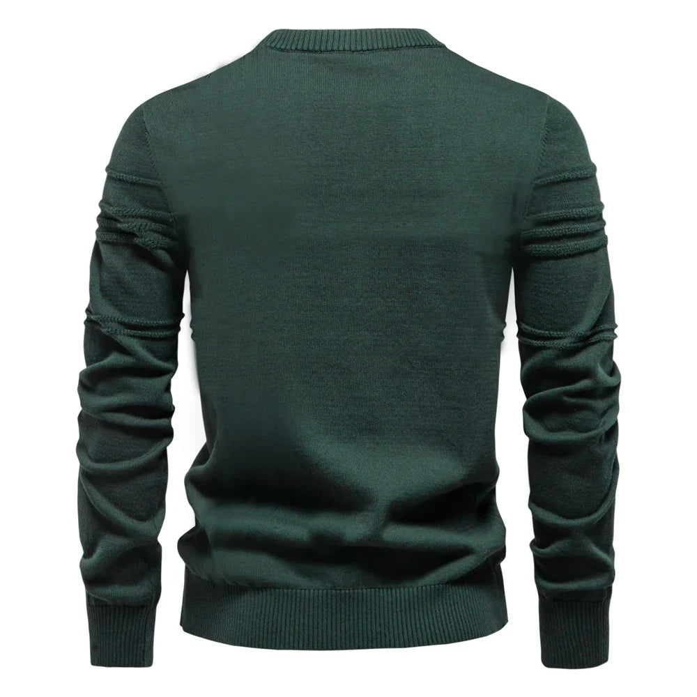 Mens Crewneck Pullover Sweater Knitted Cotton Stripped Quality Autumn Winter Warm Sweaters for Men