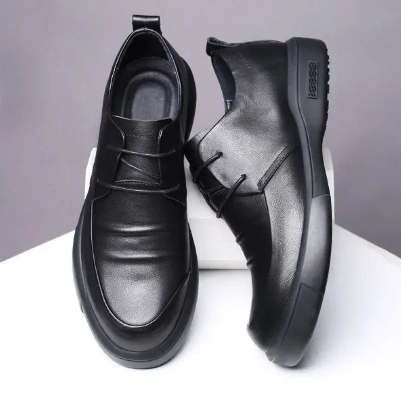 Social Shoe Male Spring Autumn Men's Formal Shoes Casual Business Cowhide 2025 Trend Black Official Cheap Clearance Footwear New