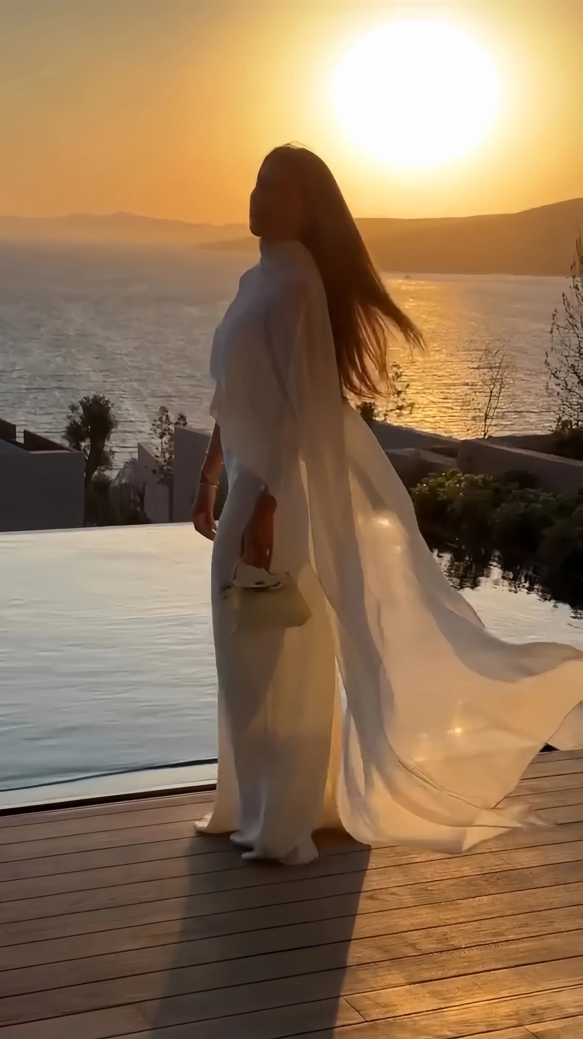 Simple White Chiffon Cape Maxi Dress Wedding Dress Beach Vacation Photoshoot Elegant Party Dresses Women's Formal Evening Gown