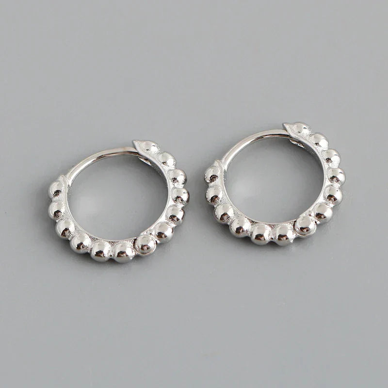925 Sterling Silver Simple Fashion Glossy Beads Gold Huggies Hoop Earrings for Women Gothic Piercing Jewelry Accessories