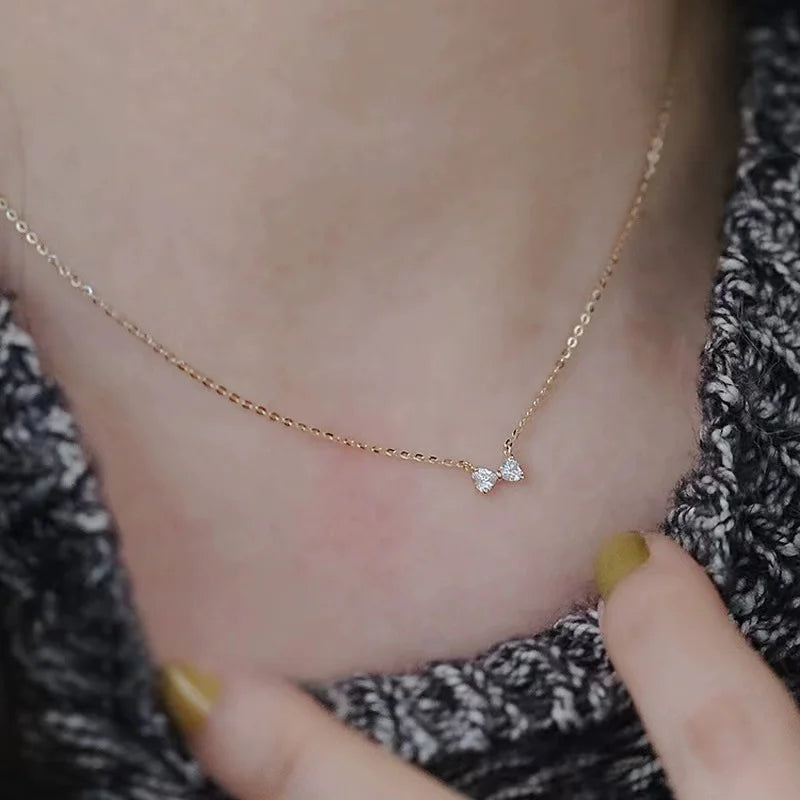 New style 925 Sterling Silver Geometric Simple Bow Necklace For Women Engagement Fine Jewelry Wedding Party Birthday Gift