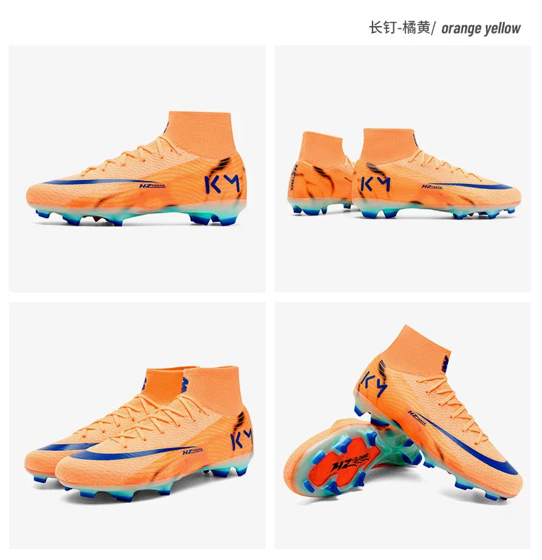 New Men Soccer Shoes Breathable Cleats Football Boots Training Boys Long Spikes Adult Outdoor Sport Non Slip Match Comfortable