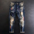 2024 Spring and Autumn New Fashion Trend Printed Straight Leg Stretch Jeans Men's Casual Loose Comfortable High Quality Pants