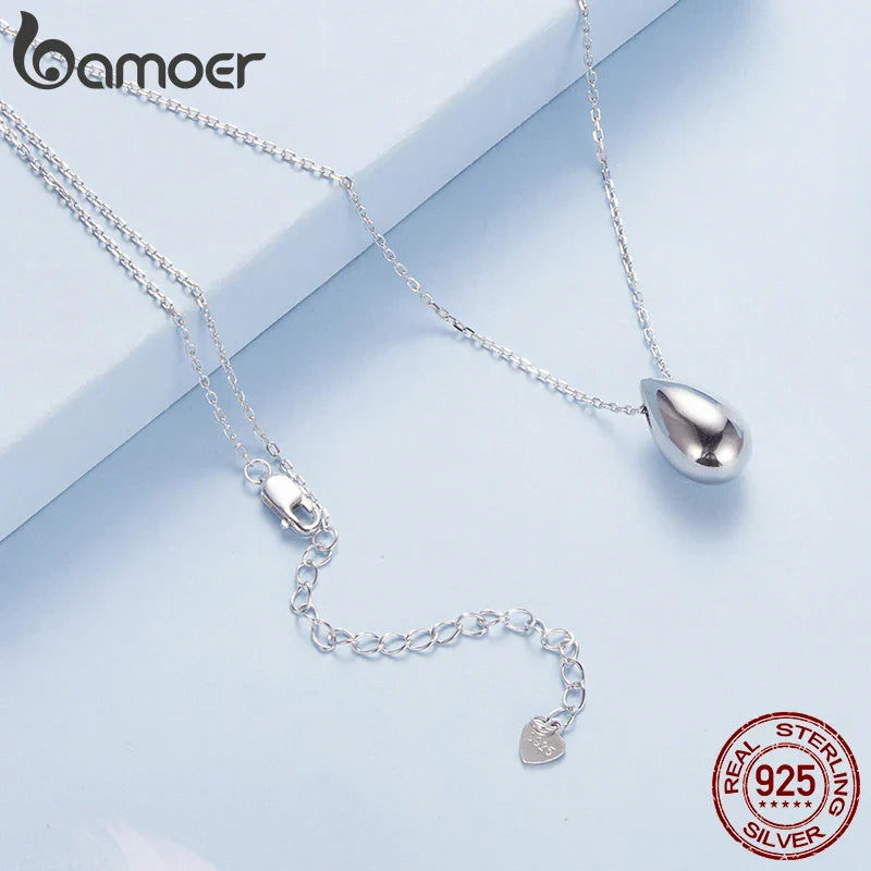 Solid 925 Sterling Silver Dainty Pear Pendant Necklace for Women, White Gold Plated Teardrop Pendant Necklaces