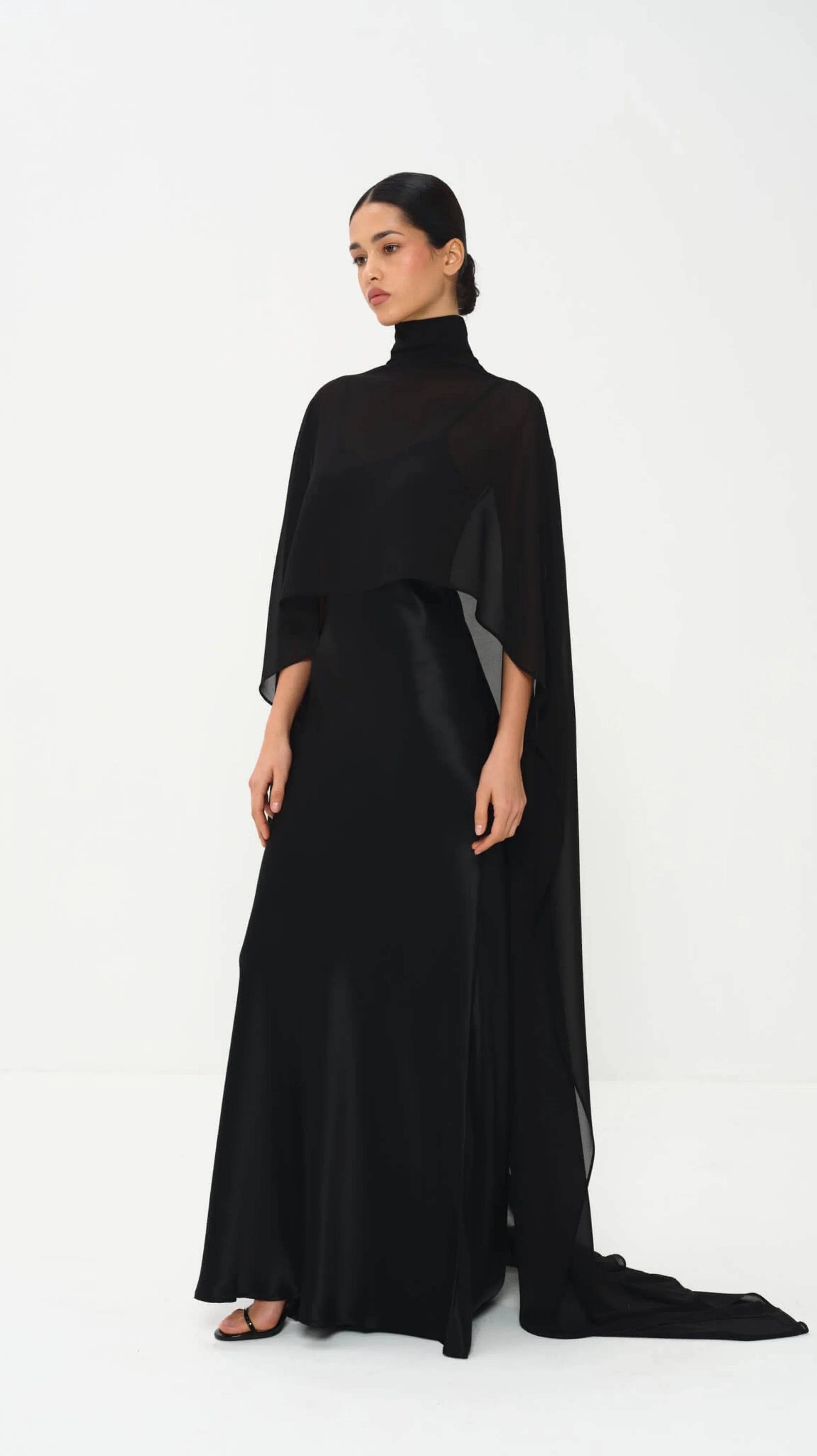 Simple White Chiffon Cape Maxi Dress Wedding Dress Beach Vacation Photoshoot Elegant Party Dresses Women's Formal Evening Gown