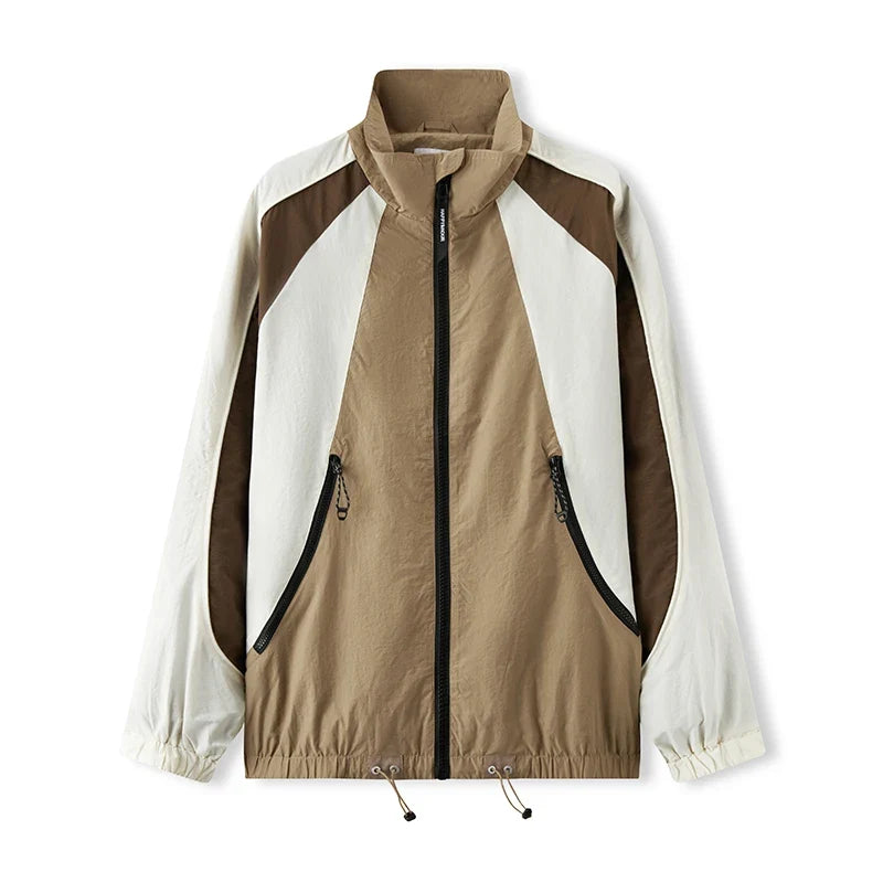 Jacket Men American Vintage Sports Style Outerwear 2025 Spring New Outdoor Color-blocked Top Loose