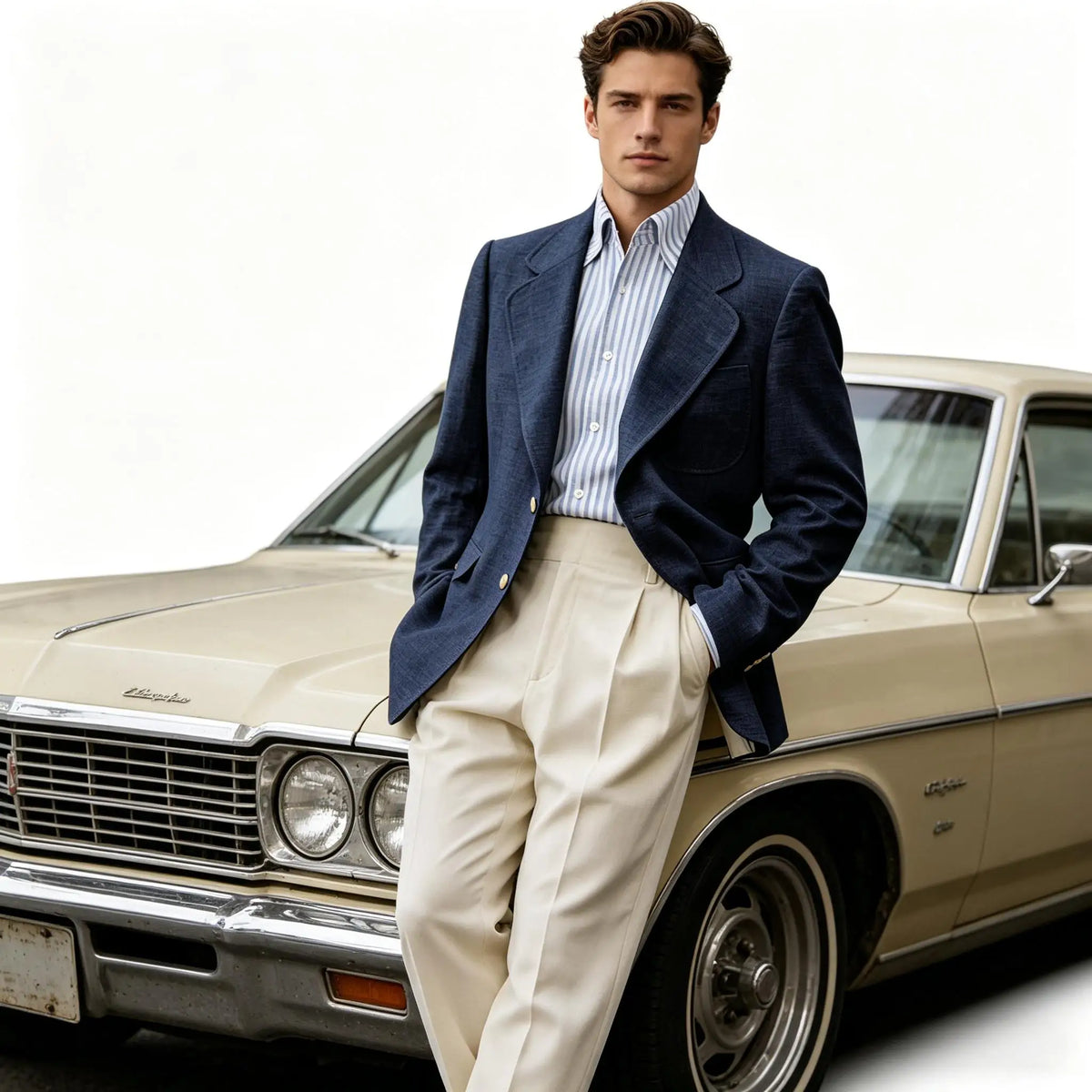 Men Premium Linen Fabric Suit Jacket Breathable Slim Fit Formal Office Daily Travel Streetwear Blazer Casual Coat