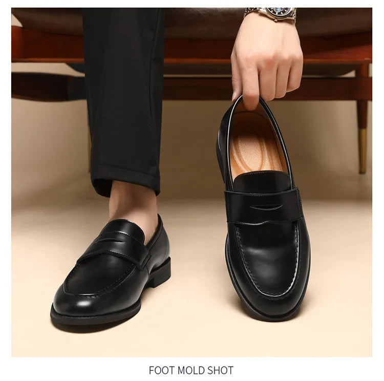 Men's Plus Size Genuine Leather Loafers Slip-on Formal Business Casual Dress Shoes for Man Spring Autumn New Wedding Shoes Male