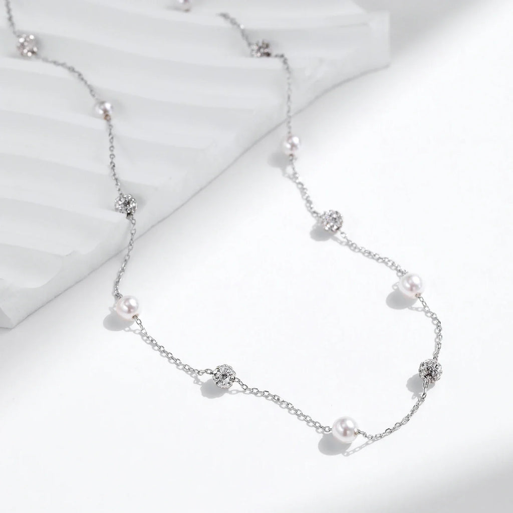 925 Sterling Silver Shambhala Sparkling Zirconia Ball Chain Luxury Shiny Y Shape Necklace For Women Fine Choker Jewelry