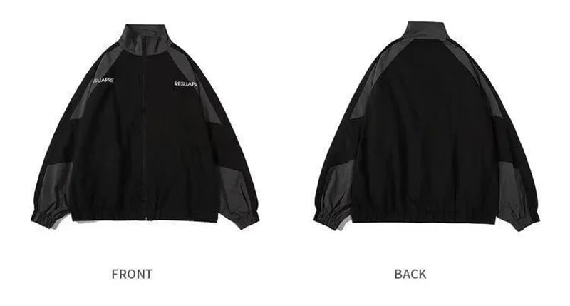 Men High Street Patchwork Color Black Windbreaker Coats Hip Hop Varsity Jacket Women Spring Autumn Thin Fashion College Jackets