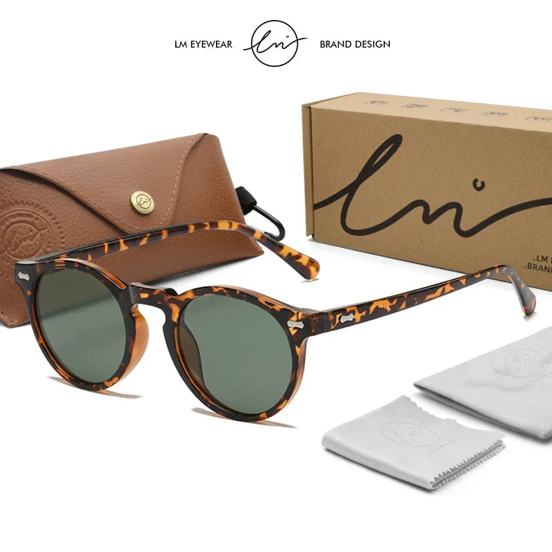 Retro Round Polarized Sunglasses Women Men Classic Leopard Frame Driving Shades Vintage Sun Glasses Unisex UV400 Gafas De Sol