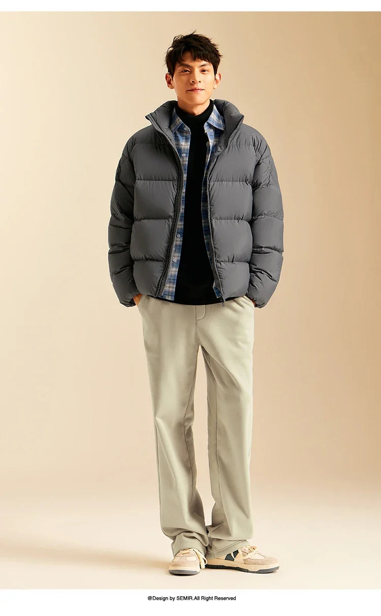 Down Jacket Men Winter Three-proof Windproof Waterproof Stain Resistant Thick Stand Collar Puffer Coat Lightweight Warm