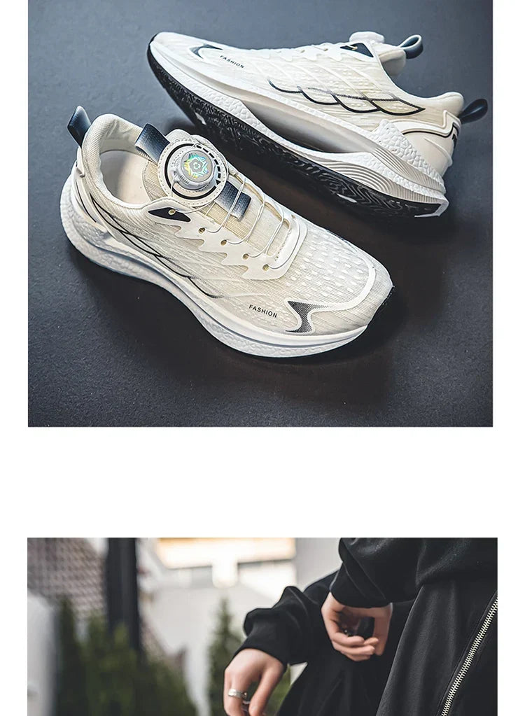 Summer Breathable Casual Sports Shoes for Men, New Fashionable and Versatile Breathable Mesh Rotating Buckle Running Shoes Suitable for Outdoor Sports and Daily Wear