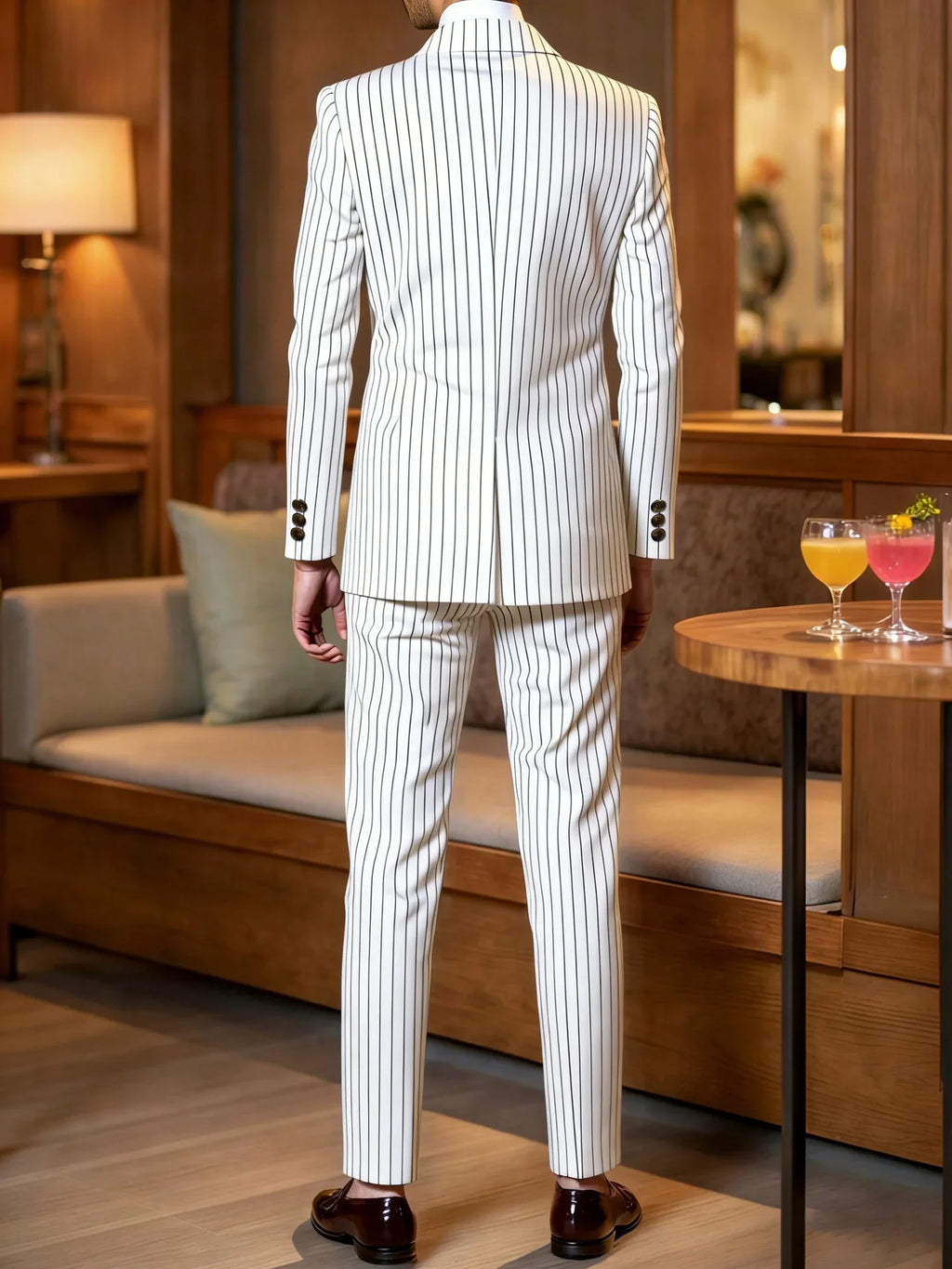 High-quality European and American Men's Clothing, Formal Suits with Stripes, Trousers for Business, Formal Dinners, Weddings