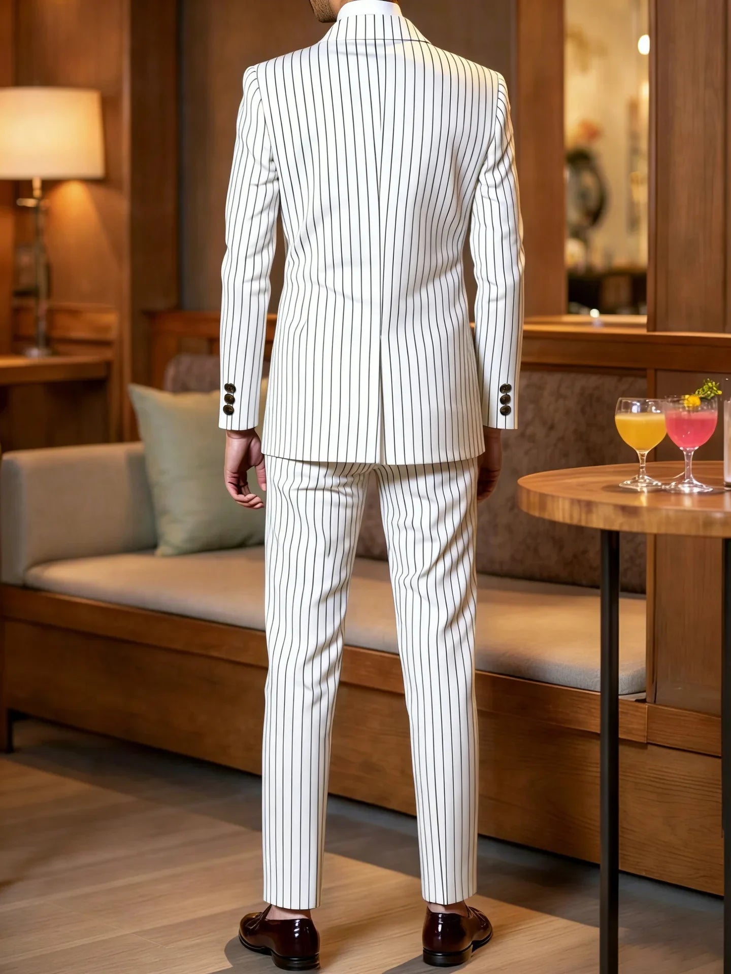 High-quality European and American Men's Clothing, Formal Suits with Stripes, Trousers for Business, Formal Dinners, Weddings