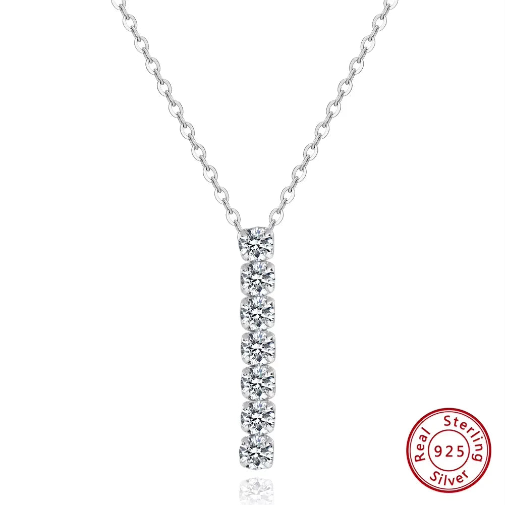 925 Sterling Silver Brilliant Cubic Zirconia Neck Chain 3*3mm Tassels Tennis Necklaces for Women Jewelry Gifts SN346