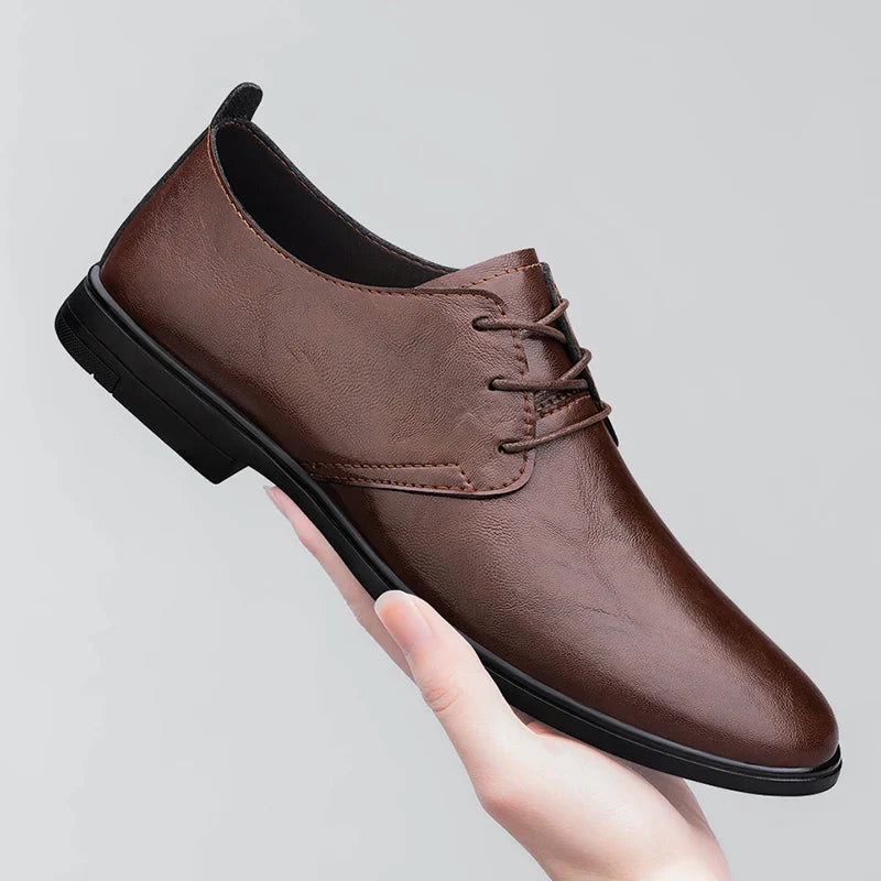 High Quality Handmade Casual Leather Business Shoes Mens Formal Oxford Office Shoes Fashion Lace-up Casual Flat Designer Shoes