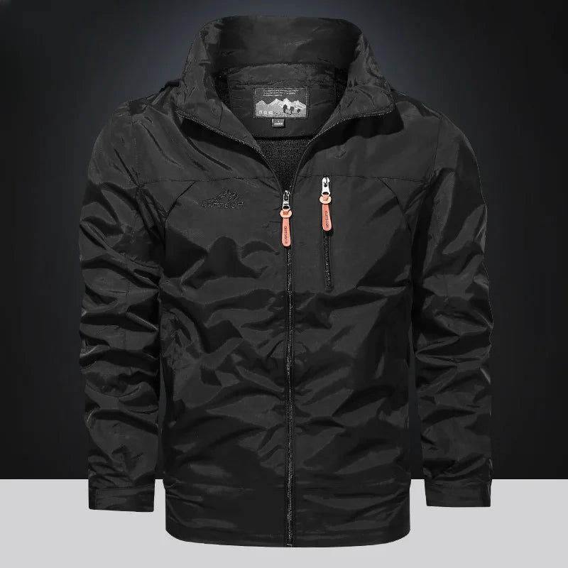 Windbreaker Men Tactical Jacket Waterproof Outdoor Hooded Coat Sports Military Field Climbing Thin Outwear Streetwear Coat
