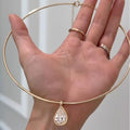 Certified 3carat Waterdrop Moissanite Omega Collar Necklace S925 Silver Bezel Set Solitaire Pear Cut Diamond Pendant for Women