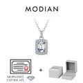 1CT D Color Emerald Cut Moissanite Halo Necklace 925 Sterling Silver Rectangle Wedding Pendant Necklace For Women Jewelry