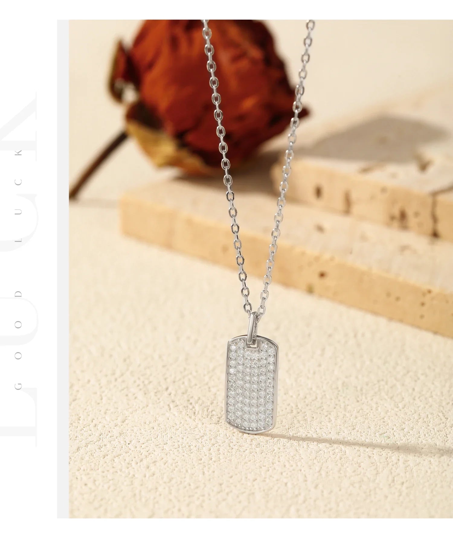 D Color Moissanite Rectangle Brand Necklace 925 Sterling Silver Trendy Stackable Pendant Necklaces For Women Fine Jewelry