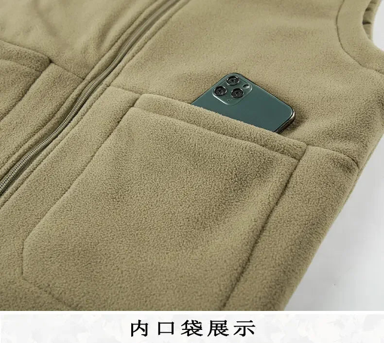 Reversible Sleeveless Jacket Men's Vest Coat Winter Waistcoat Thick Warm Fleece Workwear Tops Cargo Vest Windbreaker New Fashion