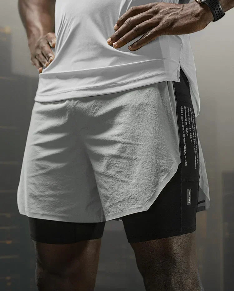 Men's Gym Shorts 2 in 1 Quick Dry Running Shorts Basketball Jogger Summer Fitness Workout Short Pants Bodybuilding Activewear