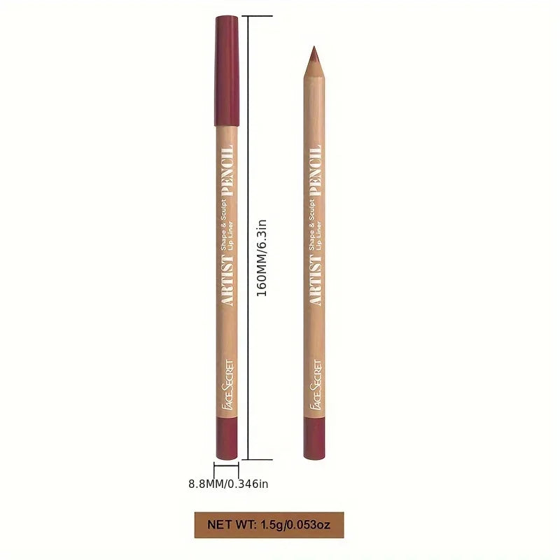 6pcs Set Nude Lip Liner Set,Long-Lasting Waterproof Velvet Matte Lip Pencil, Lip Makeup Berry, Brown, Pink