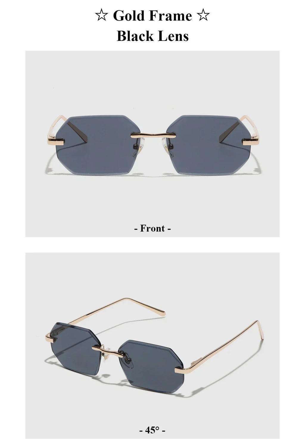 Sunglasses Men Brand Designer Fashion Rimless Sun Glasses Shades Diamond Cut Lens Ladies Frameless Metal Eye glasses