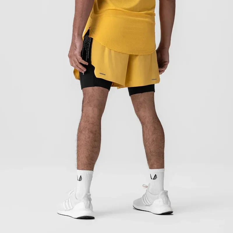 Men's Gym Shorts 2 in 1 Quick Dry Running Shorts Basketball Jogger Summer Fitness Workout Short Pants Bodybuilding Activewear