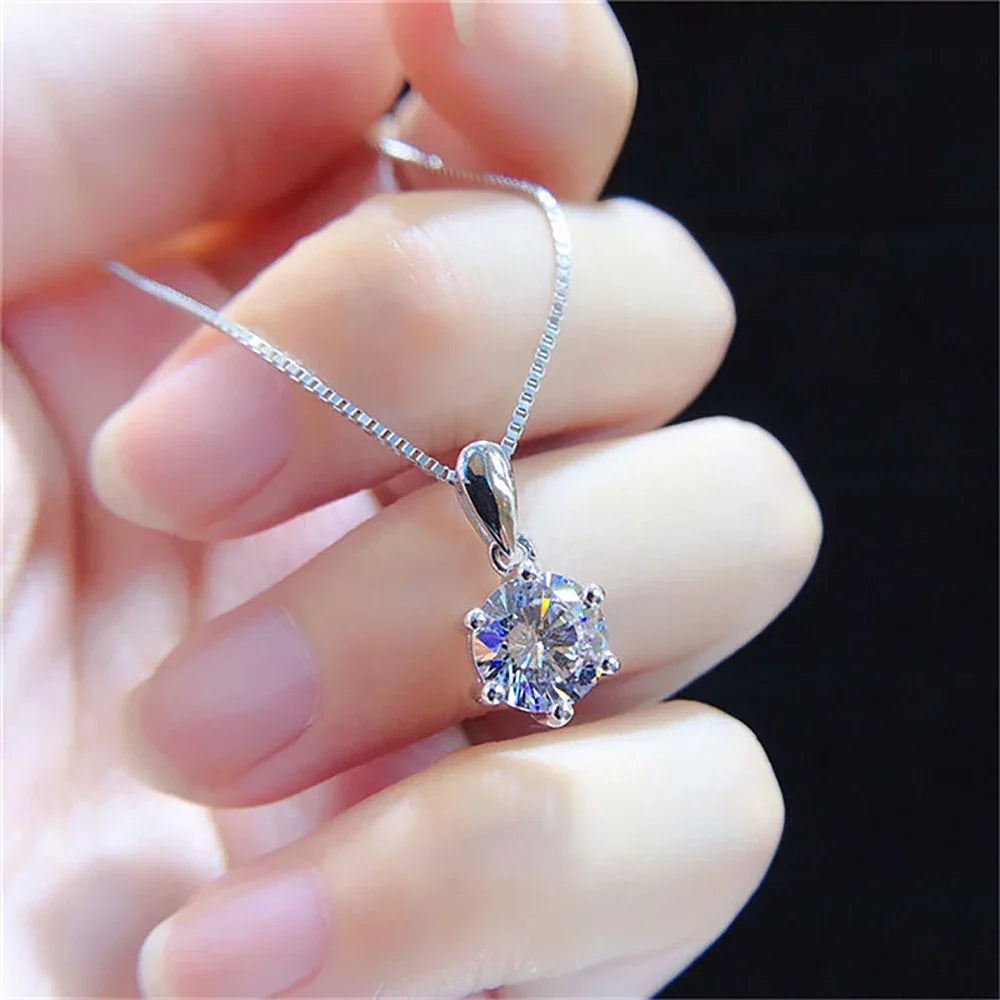 1-10Carat Moissanite Diamond Pendant Necklace for Women S925 Silver D Color VVSI Clarity Solitaire Diamond NeckchainCertified