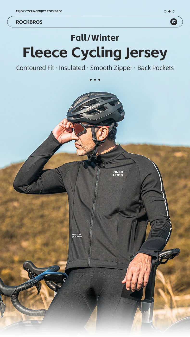 Bicycle Jersey Fall/Winter Fleece Cycling Clothing Thermal Long Sleeve Cycling Clothing Warmer Windproof Sportswear