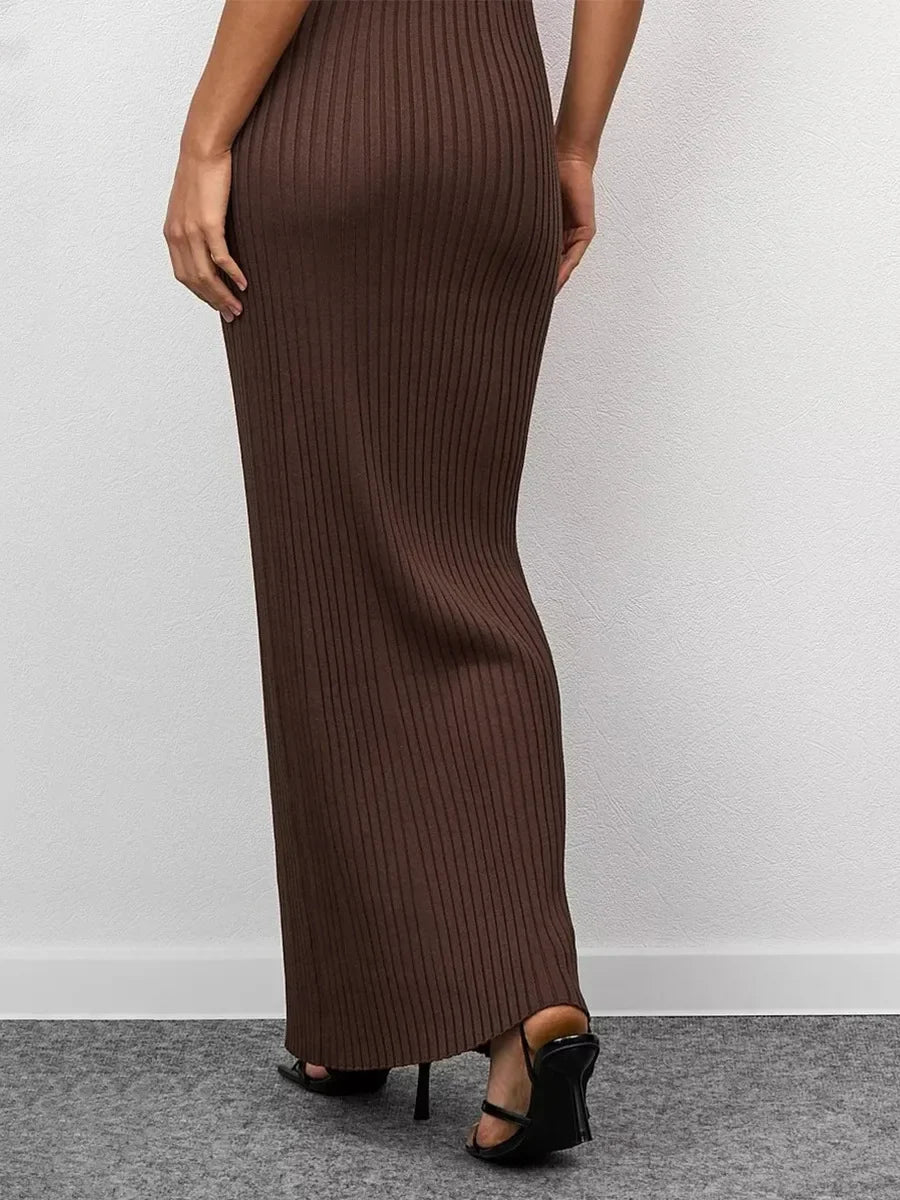 Bornladies Women's Sleeveless Knitted Dress Strap Summer Fashion Wide Shoulder Inner Long Skirt Slim Fit Casual Dresses