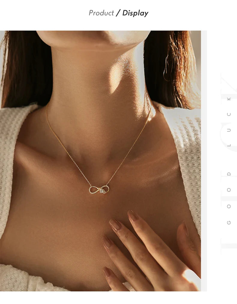 925 Sterling Silver Infinite Love Necklace Romantic Embrace Heart Pendant Link Chain For Women Anniversary Jewelry Gifts