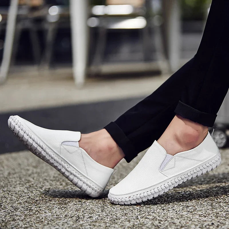 New Plus Size 49 50 Men Loafers Soft Moccasins Fashion Soft Spring Autumn Genuine Leather Shoes Men Casual Flats Driving Shoes