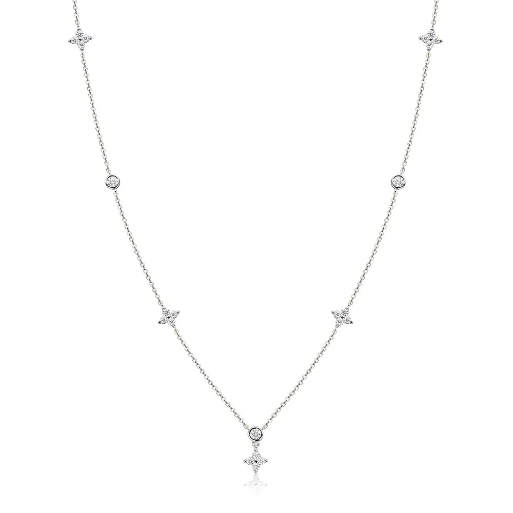 Moissanite Necklaces for Women Four Leaf Clover Diamond Pendant s925 Sterling Silver 18k Dainty Daily Necklace Jewelry