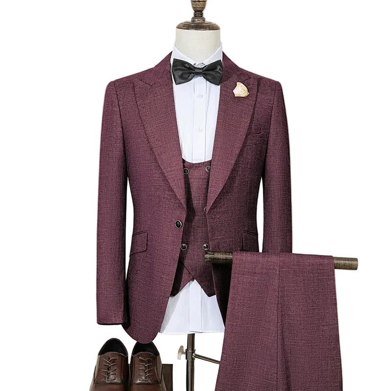 High Quality Dark green Male Groom Wedding Blazers Slim fit casual evening gown Business Office  Men's Suits