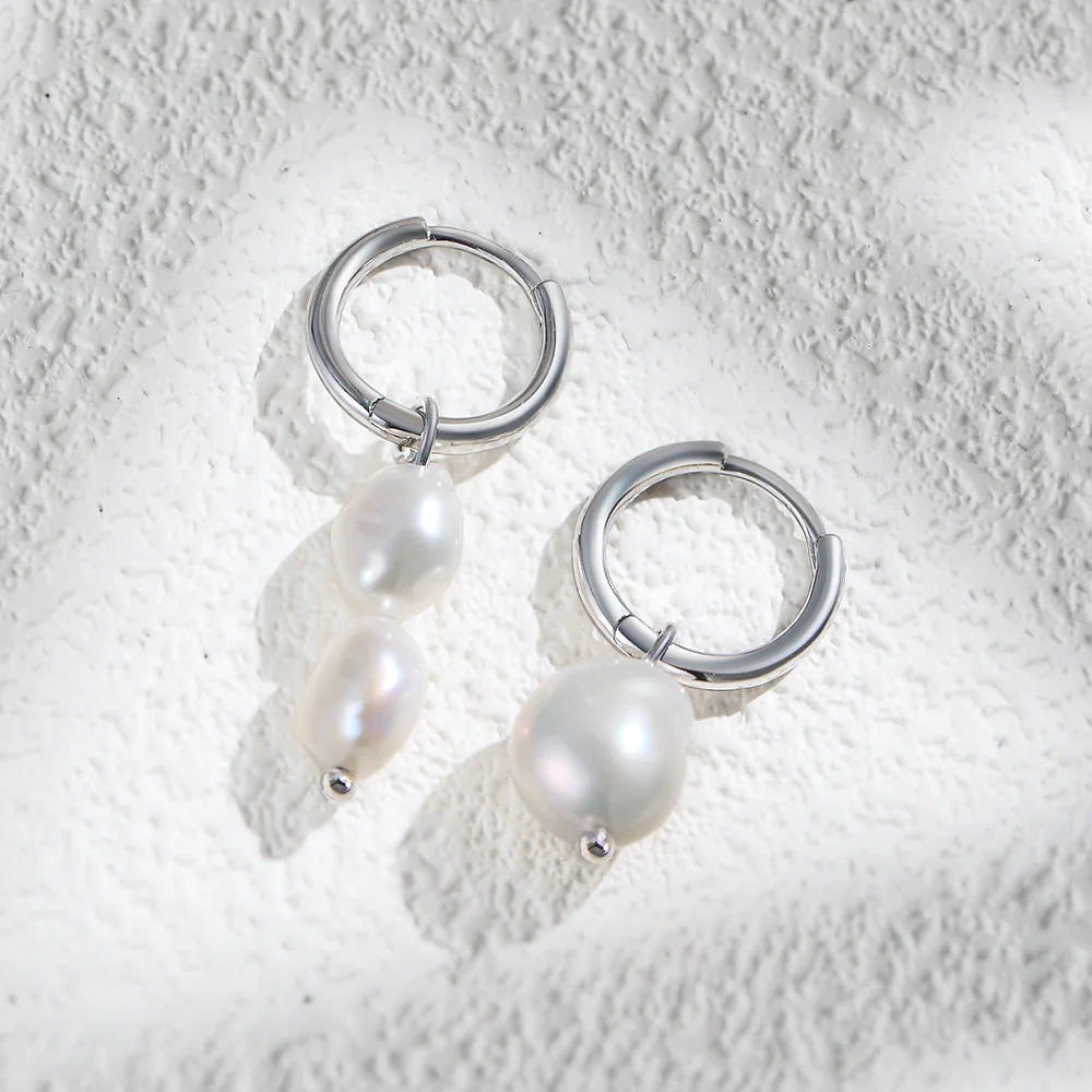 925 Sterling Silver Earring Fashion Geometry Butterfly Zircon Asymmetry Pearl Drop Earring Simple Temperament Trend Women Ear Je
