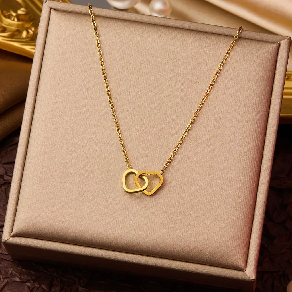 316L Stainless Steel Simple Heart Love Circular Tassel Necklace Lady Trend Fashion Clavicle Chain Jewelry Glamorous Gift