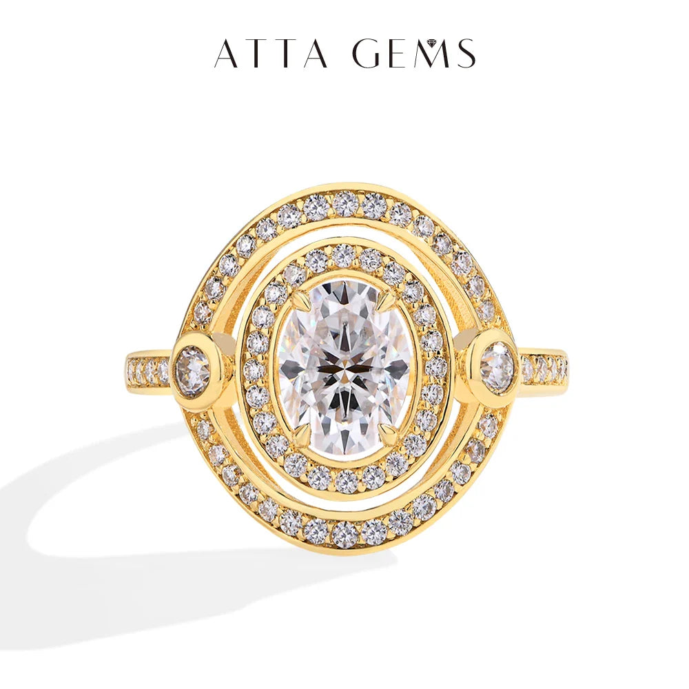 S925 Sterling Silver Moissanite Rings for Women Oval Cut 1.5CT Diamond Engagement Wedding Jewelry Gift With Certificate