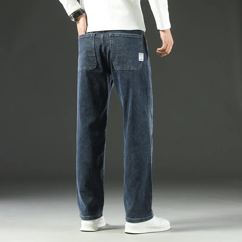 2025 New Spring and Autumn Men's Jeans, Loose, Comfortable, Straight, Business Casual, Versatile Wide-leg Business Trousers