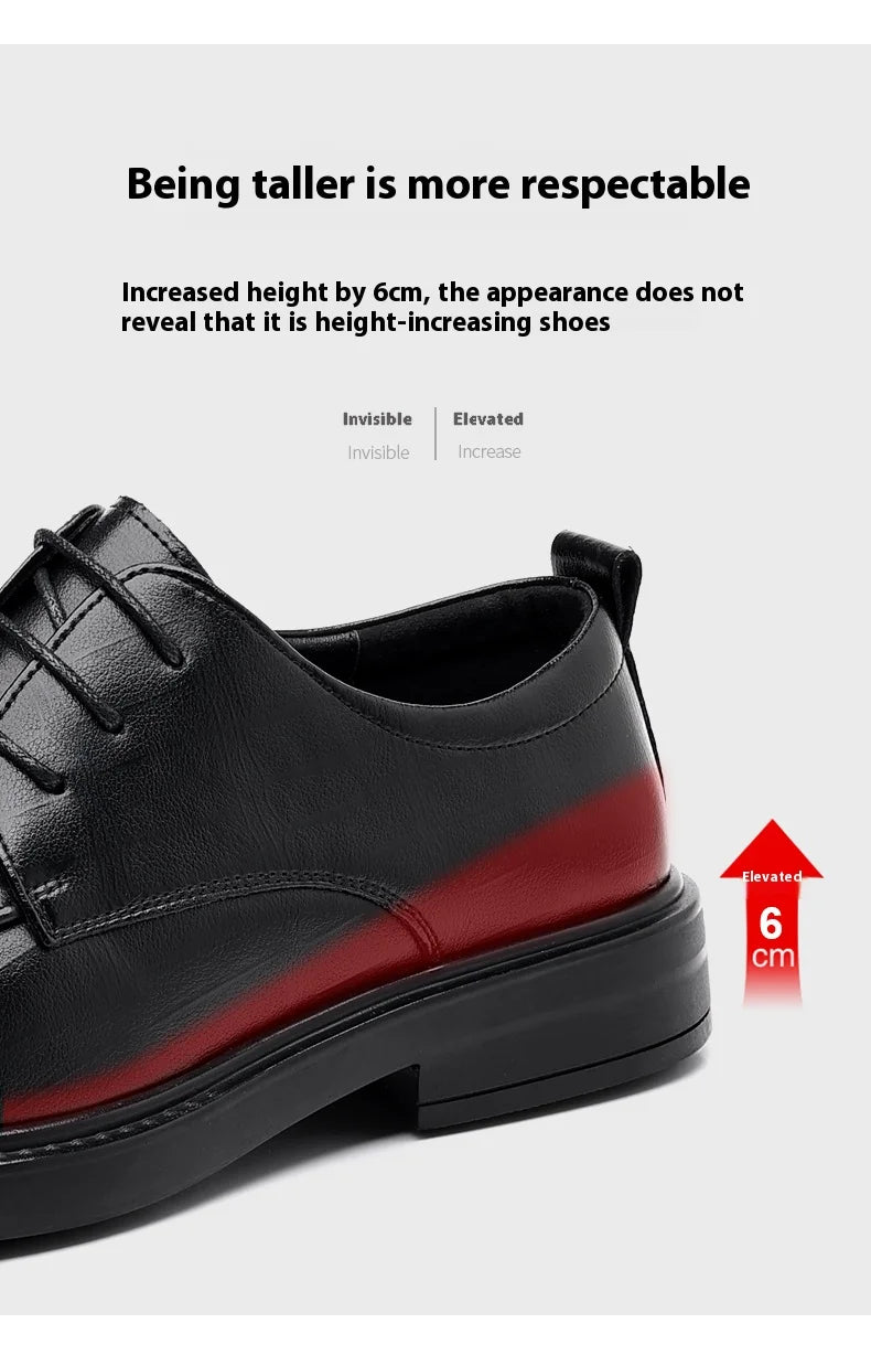 Big Size Elevator Shoes Men Leather Shoes Height Increasing Shoes For Man Increase Insole 6-8CM Invisible Heightening Lift Shoes