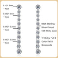 Luxury Designer Real D Color 1.18cttw Full Moissanite Drop Earring for Women 925 Silver Diamond Long Tassel Dangle Earrings