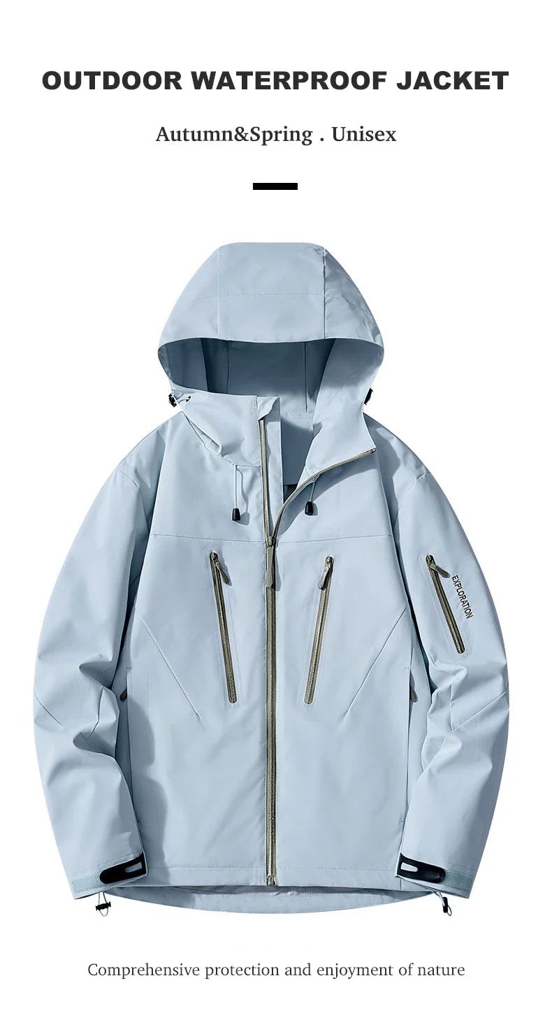 Unisex Rain Coat Hiking Camping Trekking Mountaineering Waterproof Jackets Men Women Outdoor Sporty Windproof Windbreaker