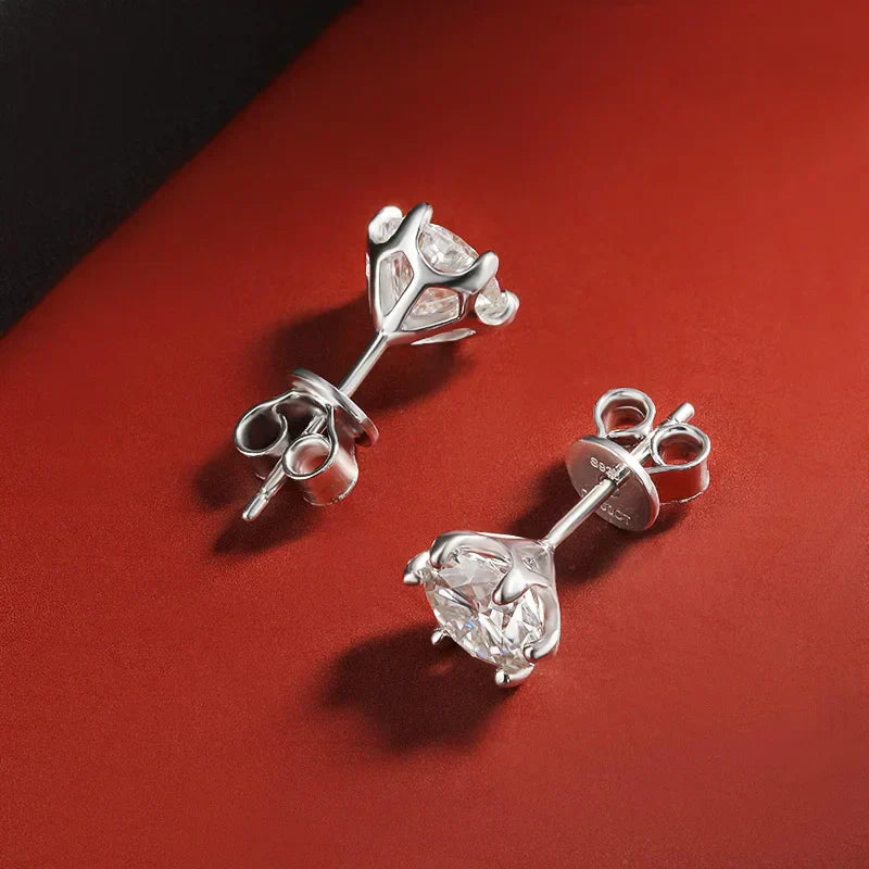100% 925 Sterling Silver 0.2-2 Carat D Color Moissanite Diamond Stud Earrings For Women Sparkling Party Fine Jewelry Gifts