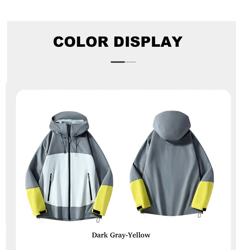 Unisex Waterproof Softshell Jacket Hiking Camping Climbing Trekking Hooded Windbreaker Casual Sporty Rain Coat Men Women