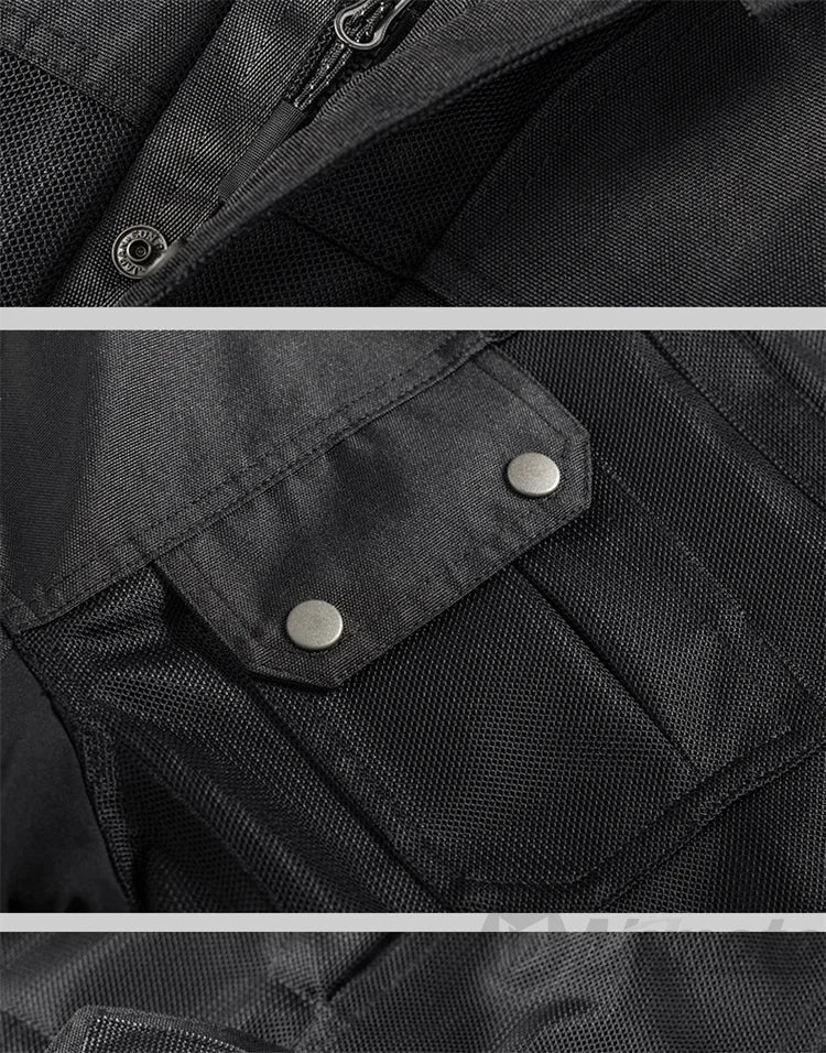 Men Motorcycle Jacket New Upgraded Summer Breathable Jacket CE Protective Retro Black Motorbike Motorcyclist Mesh Clothing
