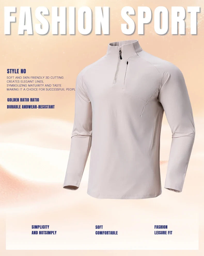 Autumn/Winter New Men's Outdoor Sports With a Base Shirt Running Skiing Mountaineering Fitness Sports Long Sleeve T-Shirt