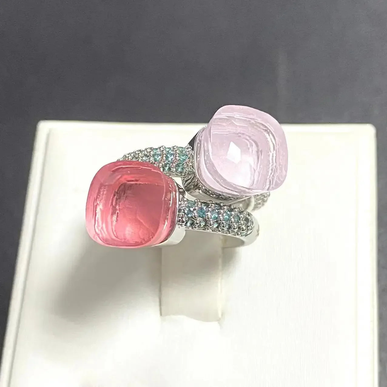 10.6mm Classic Ring for Women Light Blue Zircon Blue Topaz Candy Water Drop Crystal Ring Platinum Plated Jewelry Gift