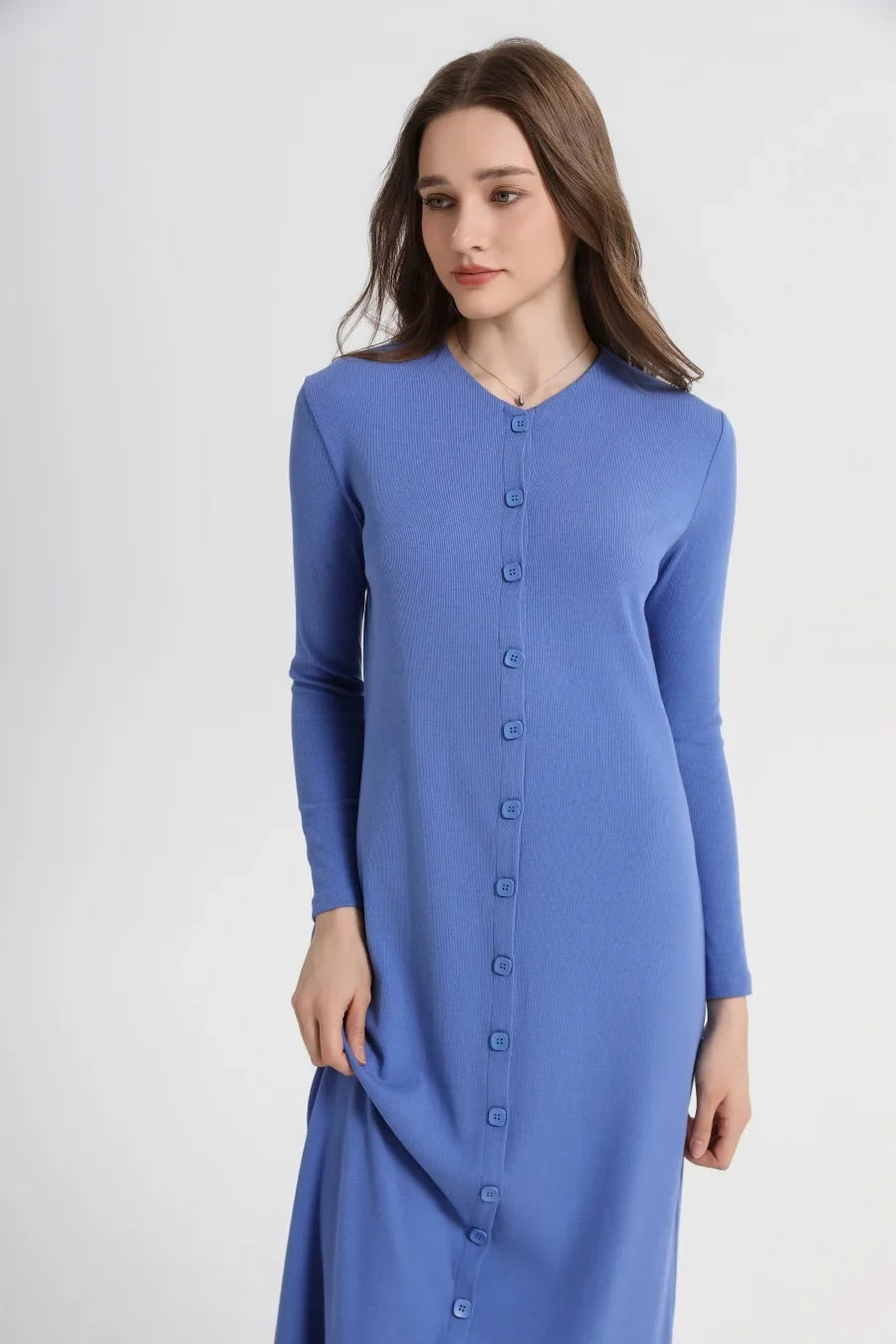 2025 summer woman dress comfortable ribbing maxi button dress  lady clothes